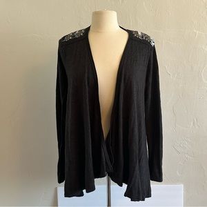 central park west sequin shoulder cardigan